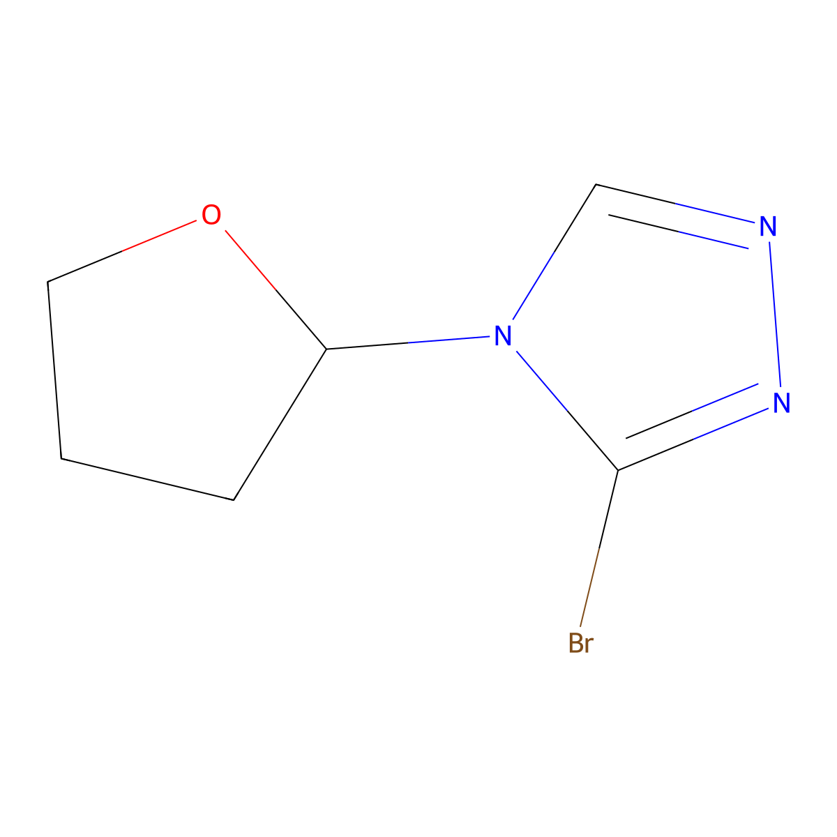 3-bromo-4-(tetrahydrofuran-2-yl)-4H-1,2,4-triazole molecular structure, CAS 2460491-50-1