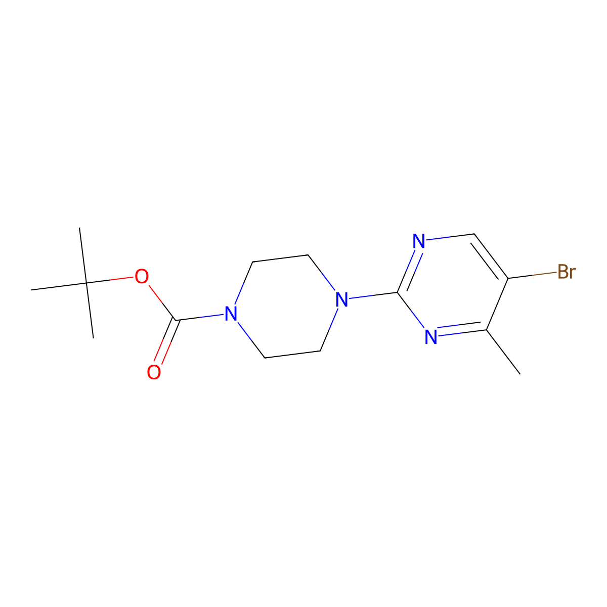 Tert-butyl 4-(5-bromo-4-methylpyrimidin-2-yl)piperazine-1-carboxylate molecular structure, CAS 2460491-62-5