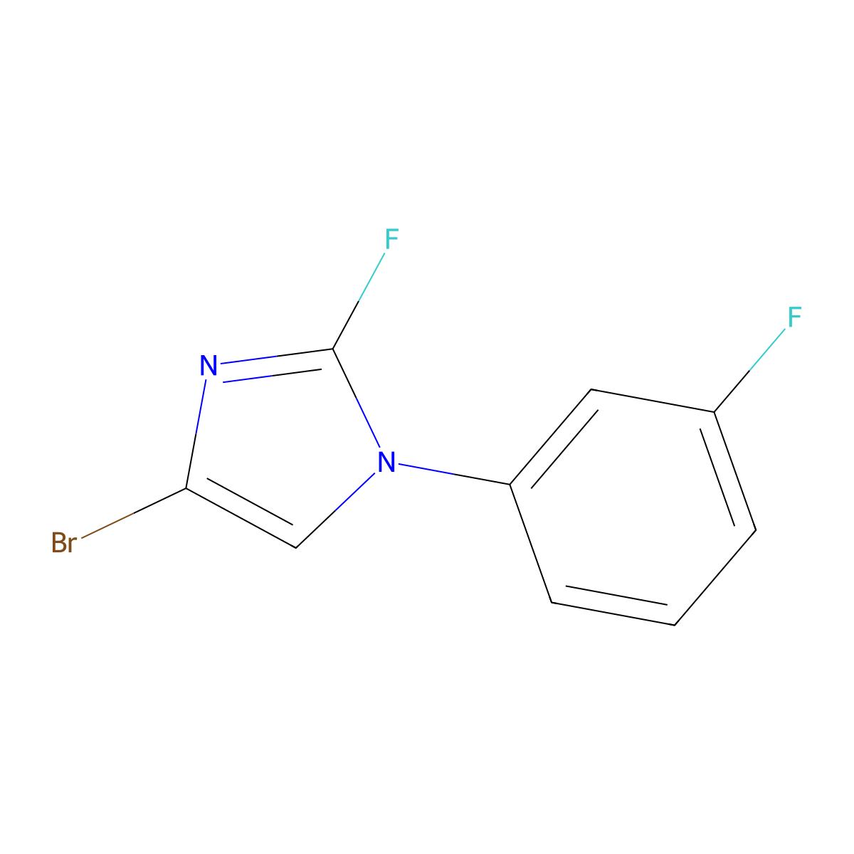 4-bromo-2-fluoro-1-(3-fluorophenyl)-1H-imidazole molecular structure, CAS 2460491-68-1