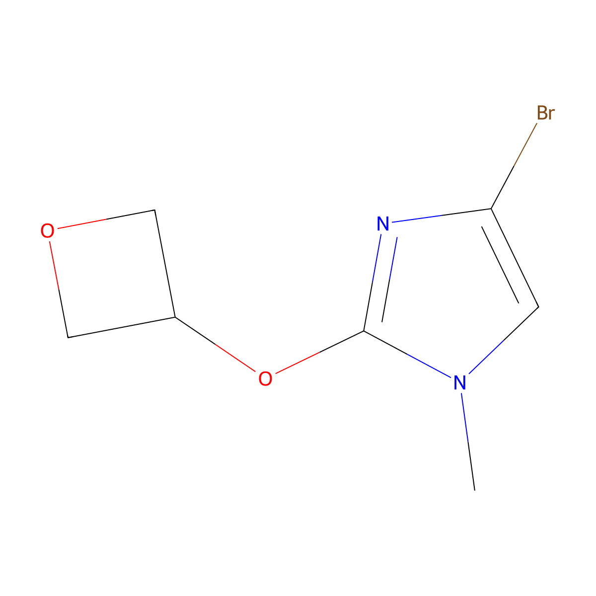 4-bromo-1-methyl-2-(oxetan-3-yloxy)-1H-imidazole molecular structure, CAS 2460491-86-3