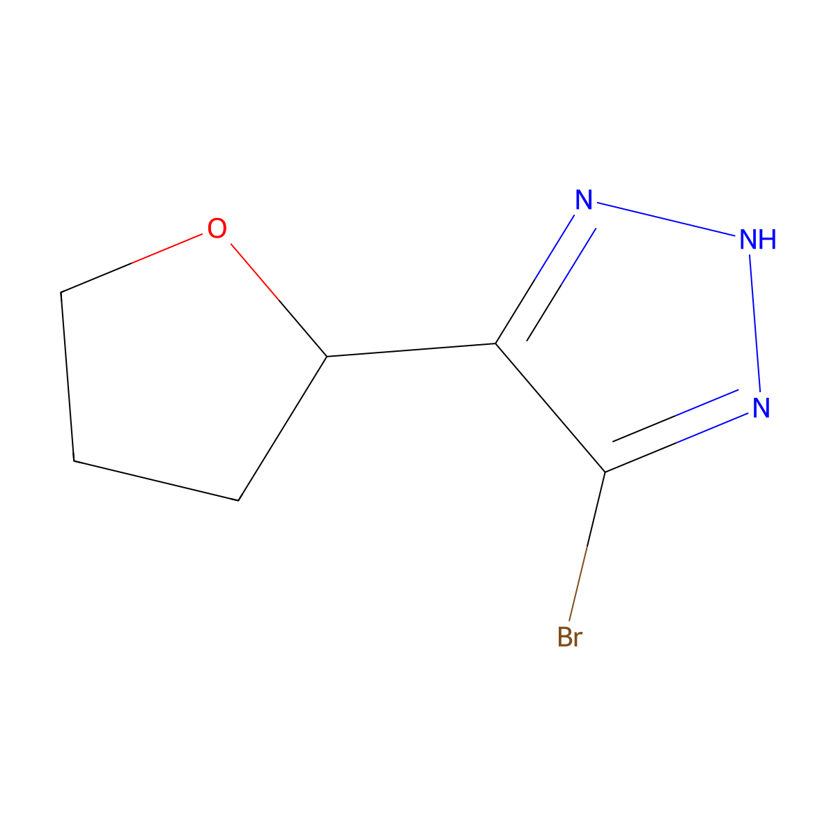 4-bromo-5-(tetrahydrofuran-2-yl)-1H-1,2,3-triazole molecular structure, CAS 2460491-89-6