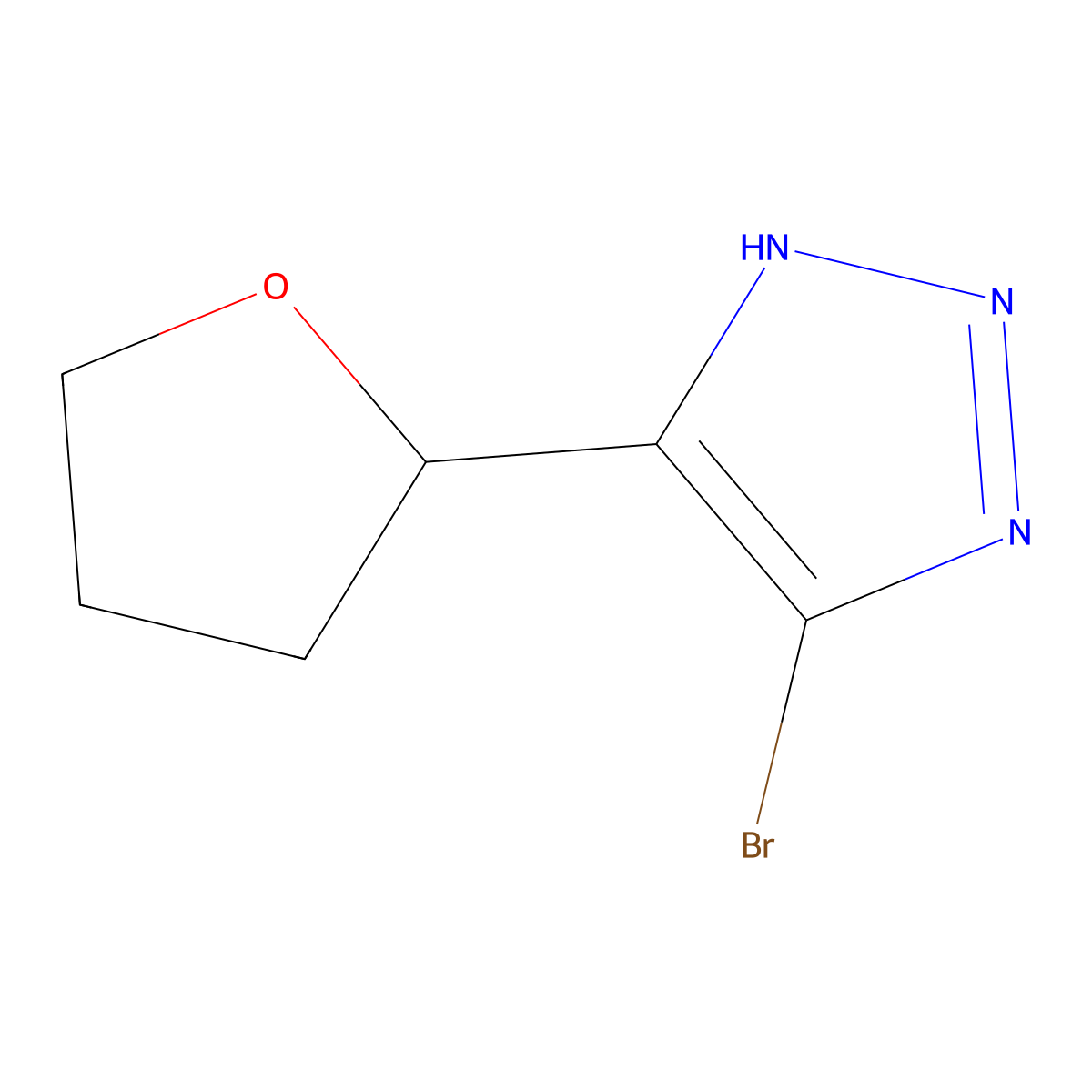 4-bromo-5-(tetrahydrofuran-2-yl)-1H-1,2,3-triazole molecular structure, CAS 2460491-89-6