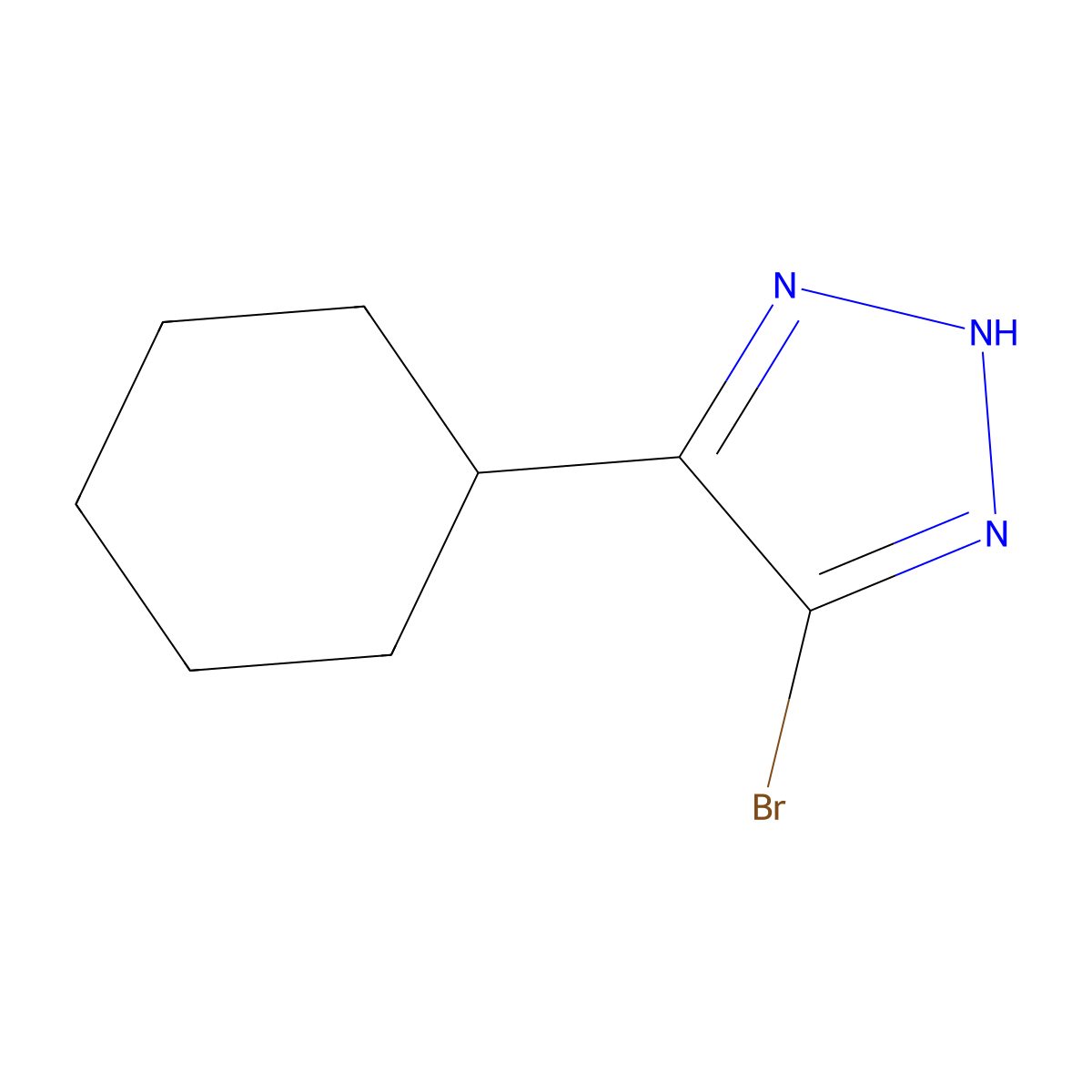 4-bromo-5-cyclohexyl-1H-1,2,3-triazole molecular structure, CAS 2460491-93-2