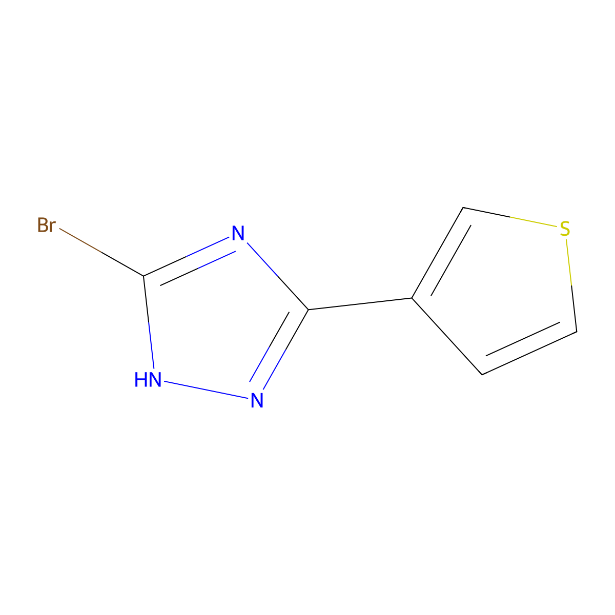 3-bromo-5-(thiophen-3-yl)-4H-1,2,4-triazole molecular structure, CAS 2460491-95-4