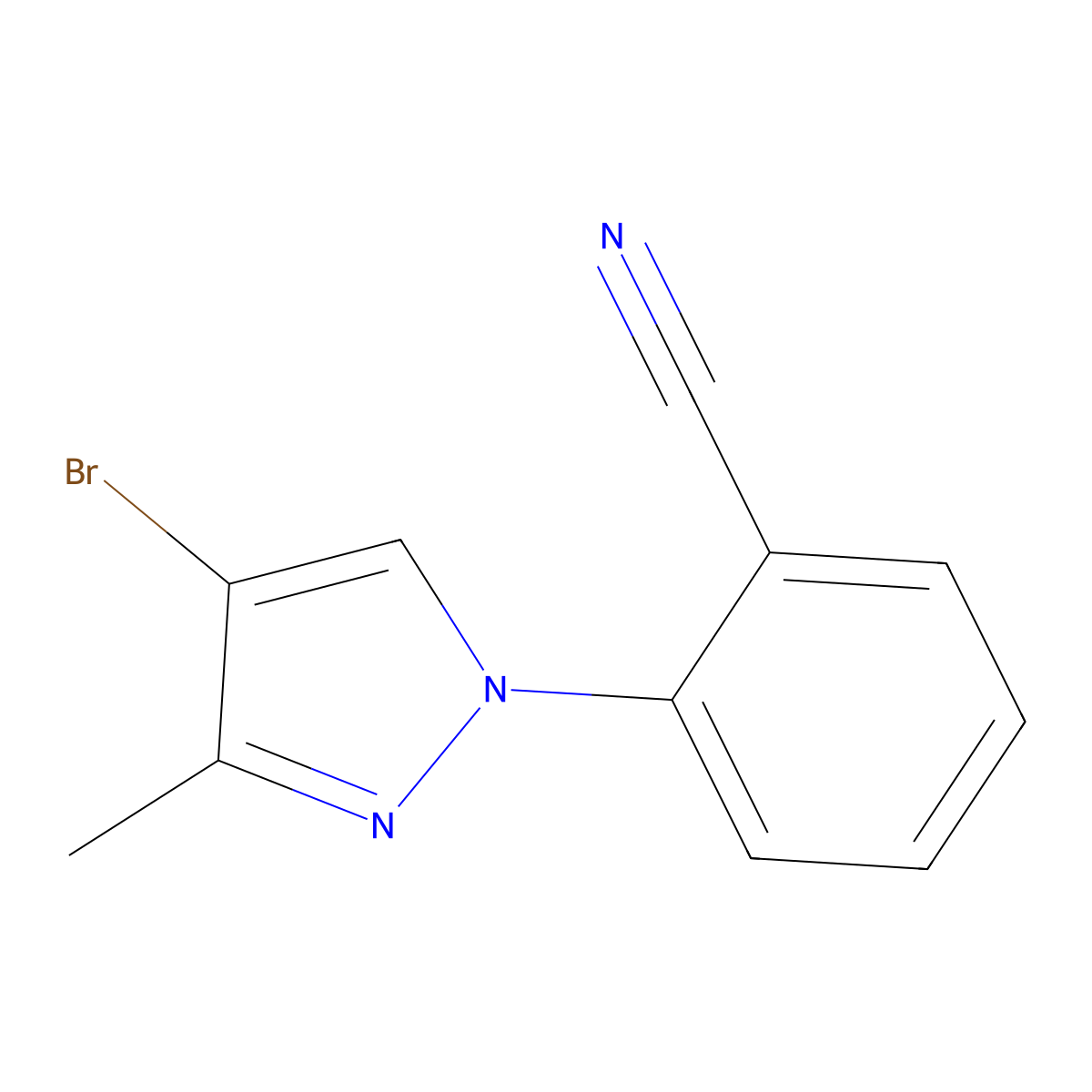 2-(4-bromo-3-methyl-1H-pyrazol-1-yl)benzonitrile molecular structure, CAS 2460492-09-3