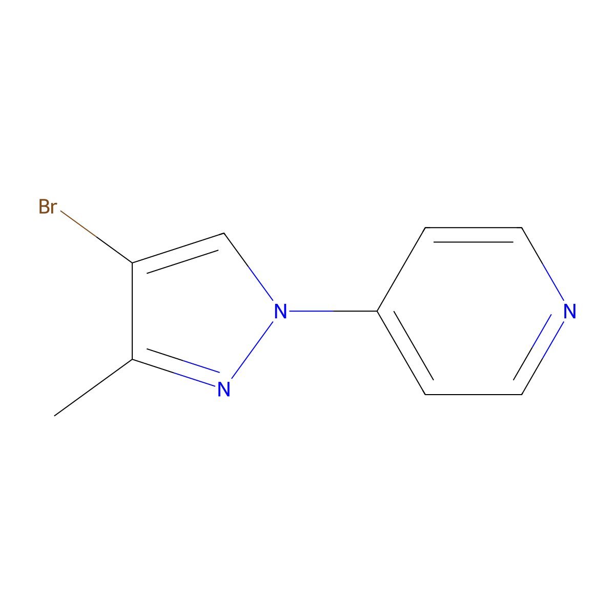4-(4-bromo-3-methyl-1H-pyrazol-1-yl)pyridine molecular structure, CAS 2460492-13-9