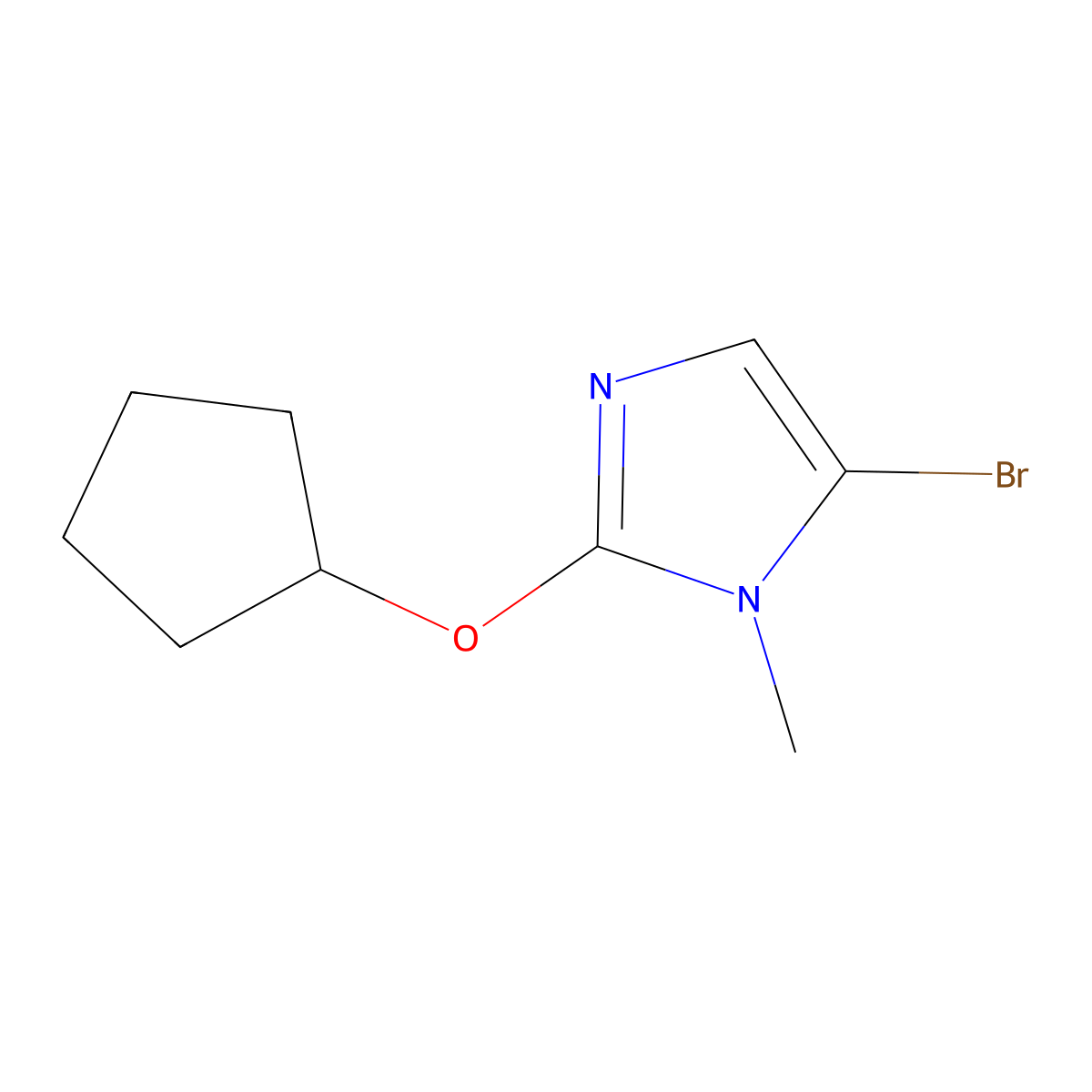 5-bromo-2-(cyclopentyloxy)-1-methyl-1H-imidazole molecular structure, CAS 2460492-16-2