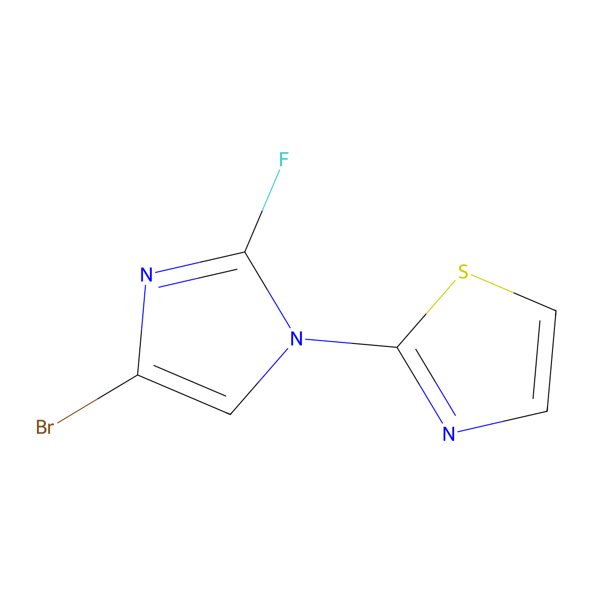 2-(4-bromo-2-fluoro-1H-imidazol-1-yl)thiazole molecular structure, CAS 2460492-17-3