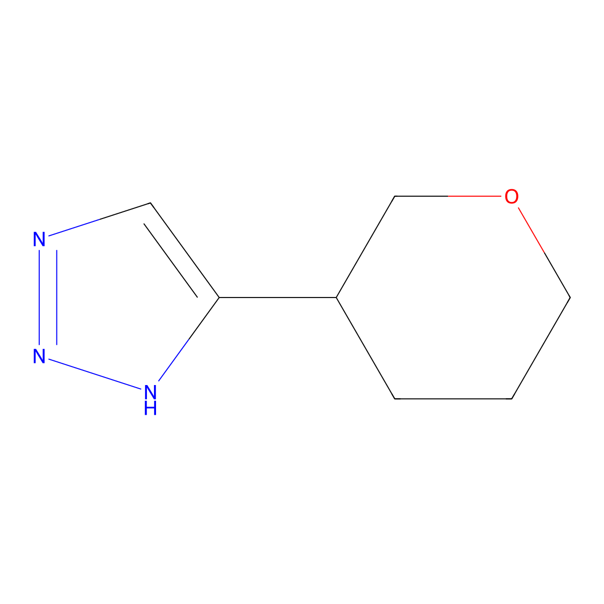 5-(tetrahydro-2H-pyran-3-yl)-1H-1,2,3-triazole molecular structure, CAS 2460492-22-0