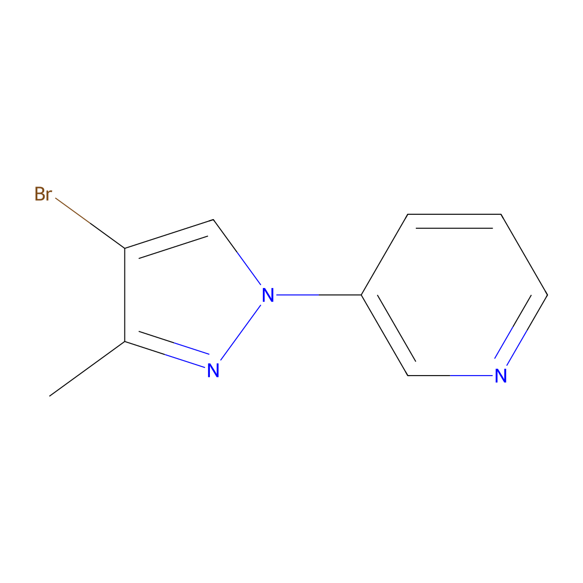 3-(4-bromo-3-methyl-1H-pyrazol-1-yl)pyridine molecular structure, CAS 2460492-32-2
