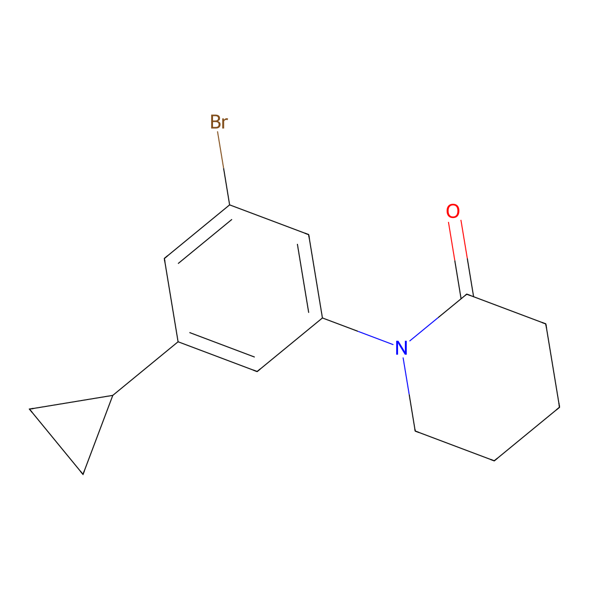 1-(3-Bromo-5-cyclopropylphenyl)piperidin-2-one molecular structure, CAS 2460492-36-6