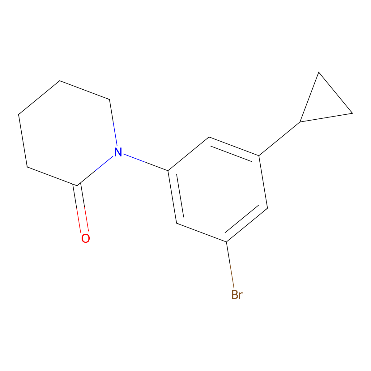 1-(3-Bromo-5-cyclopropylphenyl)piperidin-2-one molecular structure, CAS 2460492-36-6