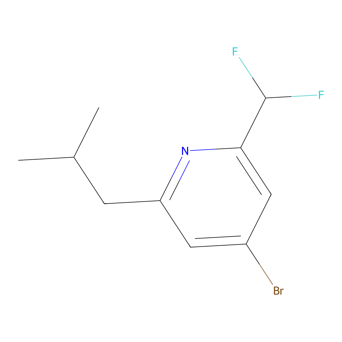 4-Bromo-2-(difluoromethyl)-6-isobutylpyridine molecular structure, CAS 2460492-99-1