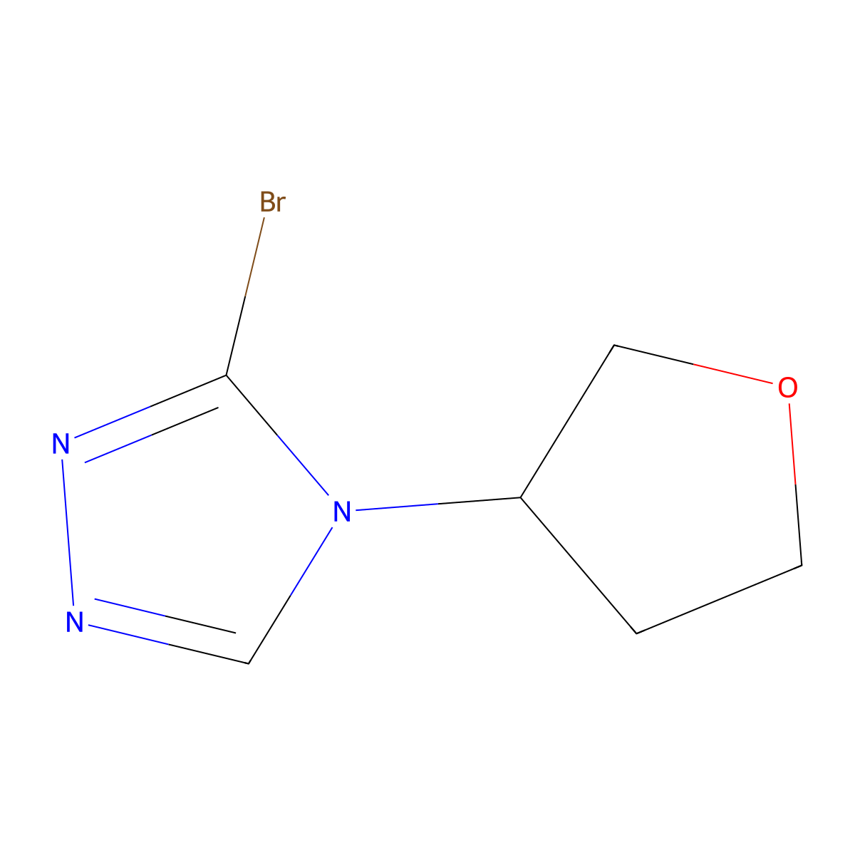 3-bromo-4-(tetrahydrofuran-3-yl)-4H-1,2,4-triazole molecular structure, CAS 2460493-43-8