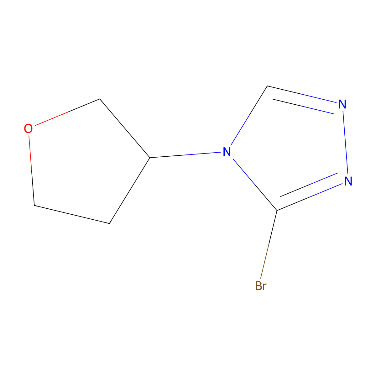 3-bromo-4-(tetrahydrofuran-3-yl)-4H-1,2,4-triazole molecular structure, CAS 2460493-43-8