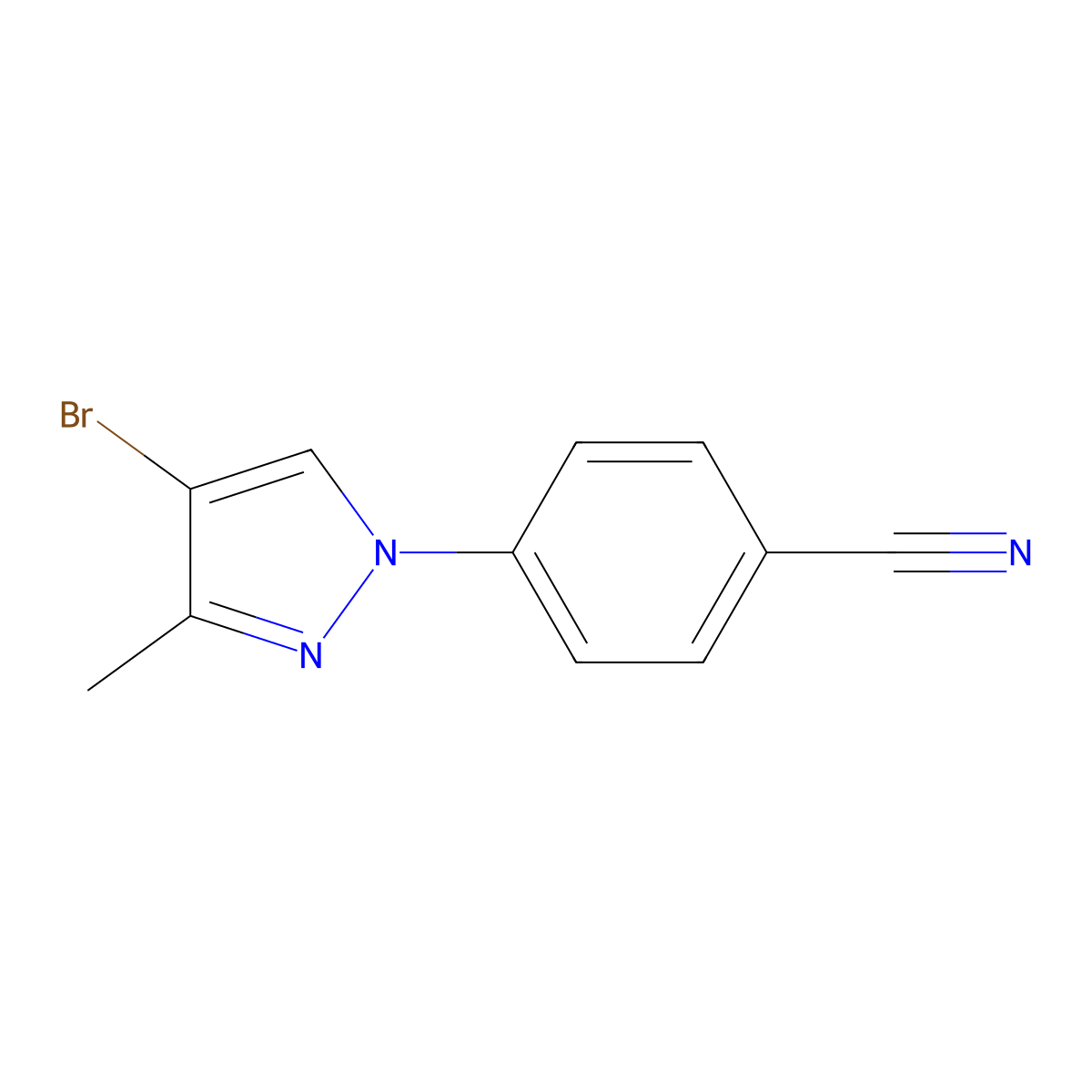 4-(4-bromo-3-methyl-1H-pyrazol-1-yl)benzonitrile molecular structure, CAS 2460493-44-9