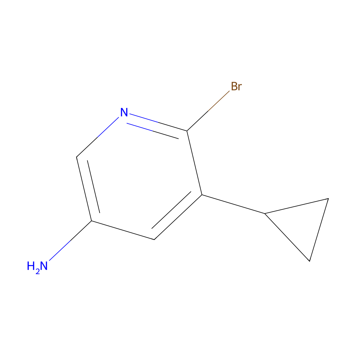 6-Bromo-5-cyclopropylpyridin-3-amine molecular structure, CAS 2460493-69-8