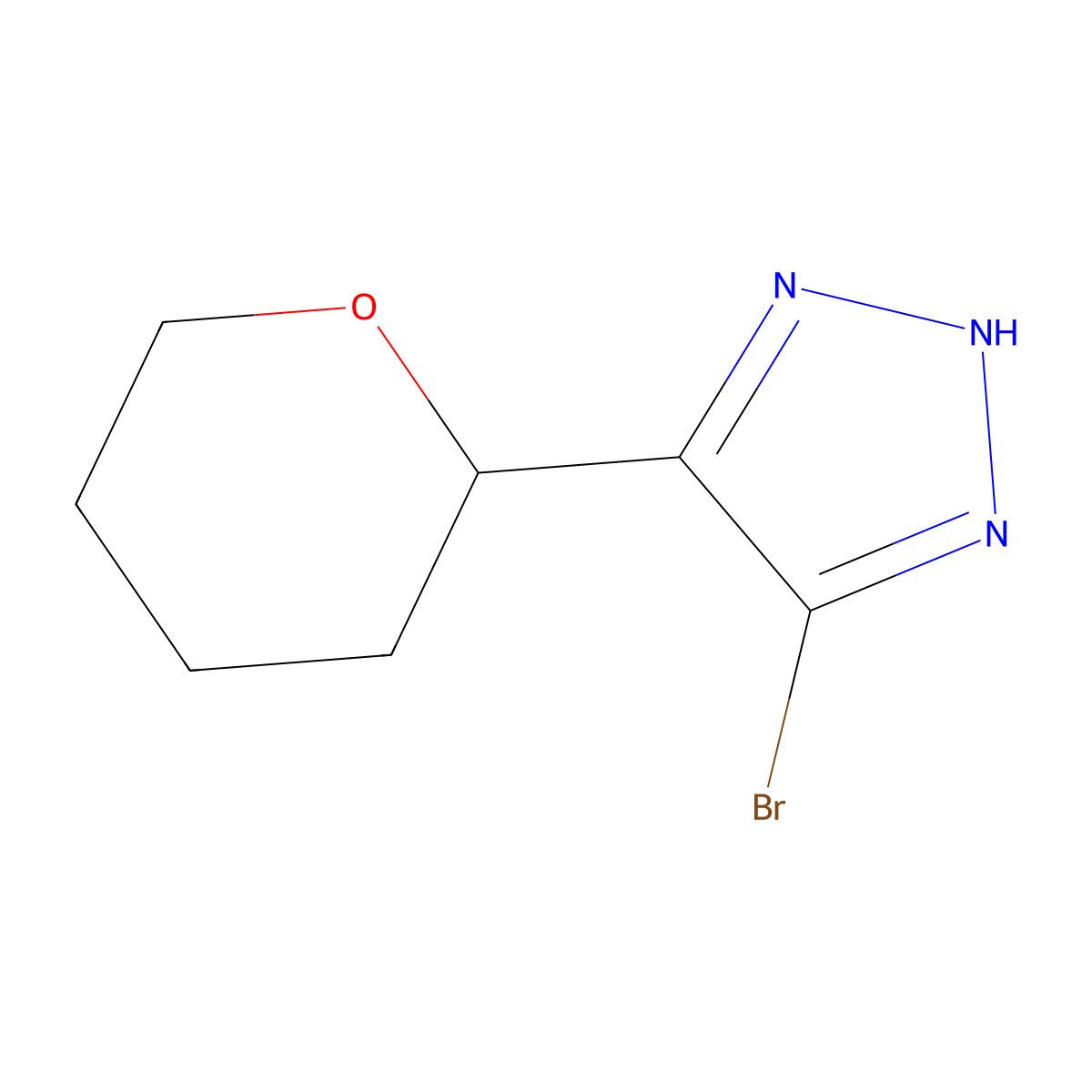 4-bromo-5-(tetrahydro-2H-pyran-2-yl)-1H-1,2,3-triazole molecular structure, CAS 2460493-77-8