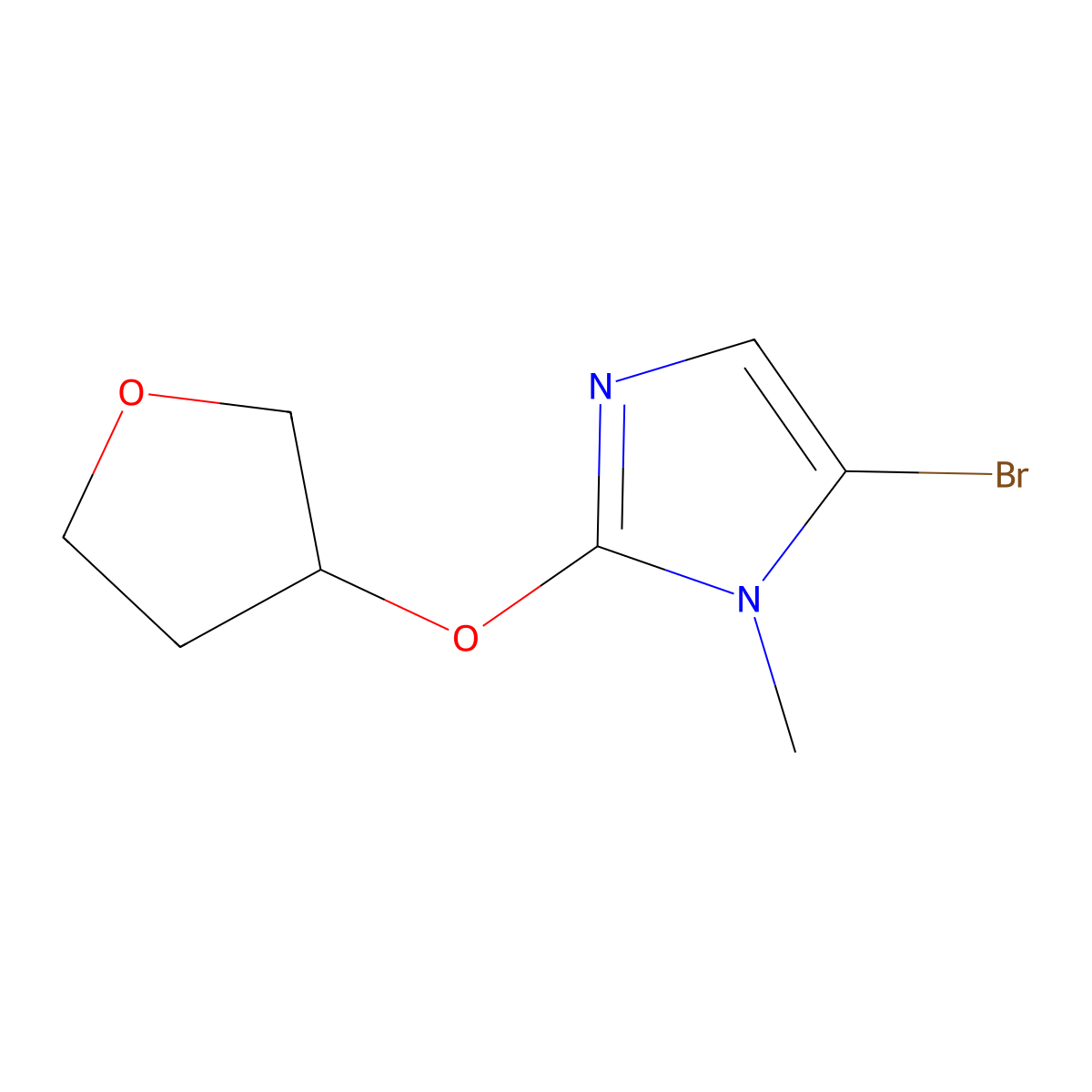 5-bromo-1-methyl-2-((tetrahydrofuran-3-yl)oxy)-1H-imidazole molecular structure, CAS 2460493-86-9