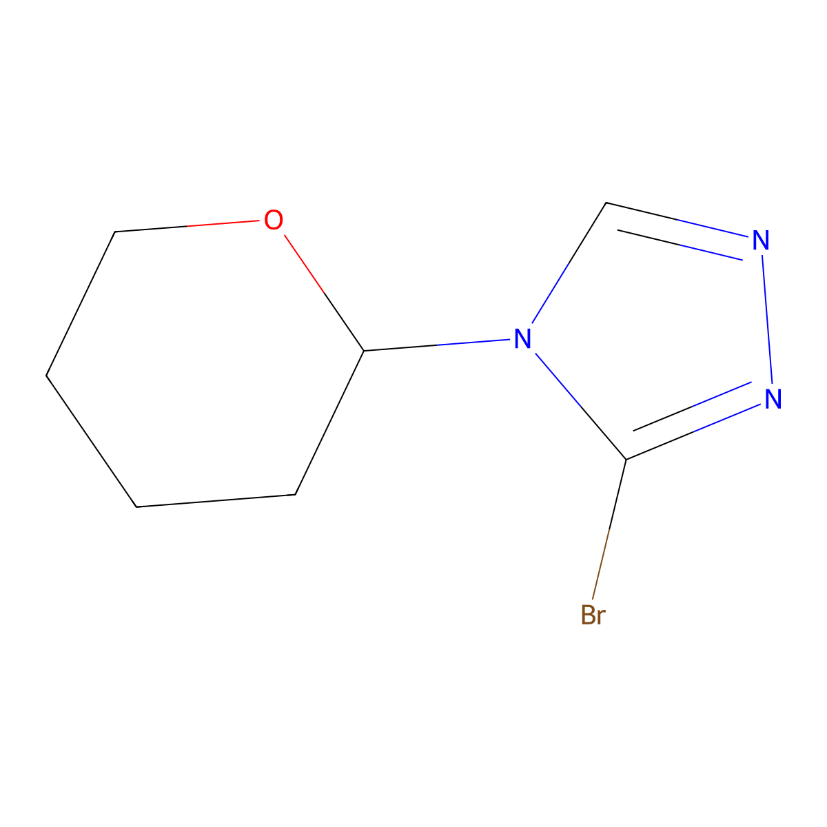 3-bromo-4-(tetrahydro-2H-pyran-2-yl)-4H-1,2,4-triazole molecular structure, CAS 2460493-96-1