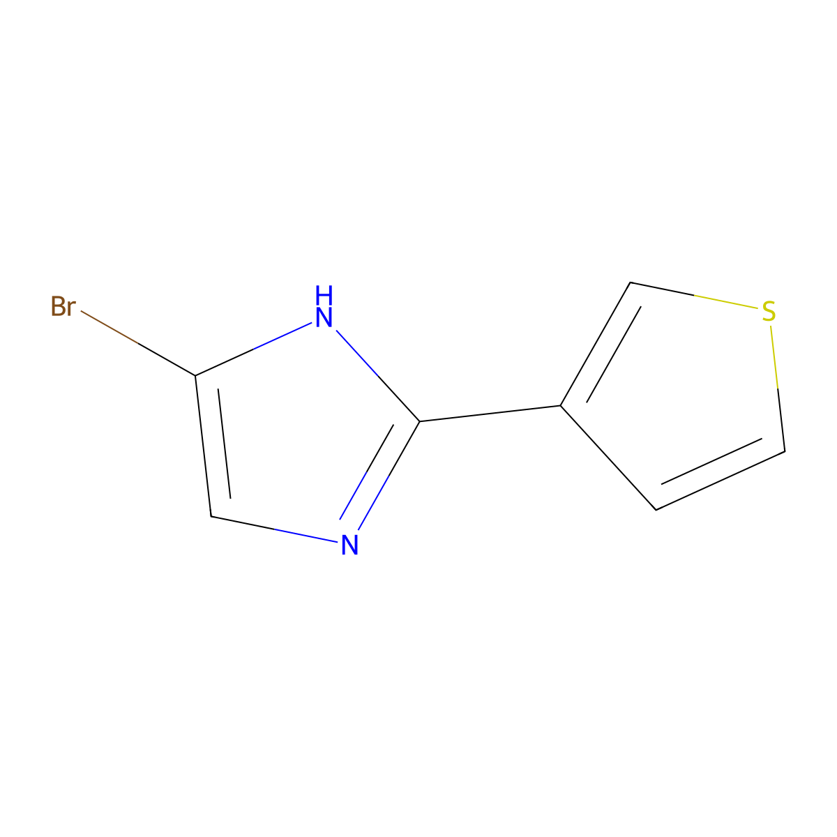 4-bromo-2-(thiophen-3-yl)-1H-imidazole molecular structure, CAS 2460494-01-1