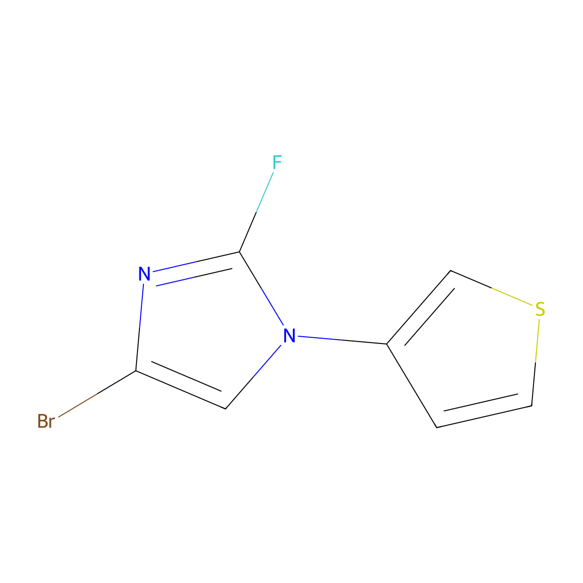 4-bromo-2-fluoro-1-(thiophen-3-yl)-1H-imidazole molecular structure, CAS 2460494-09-9