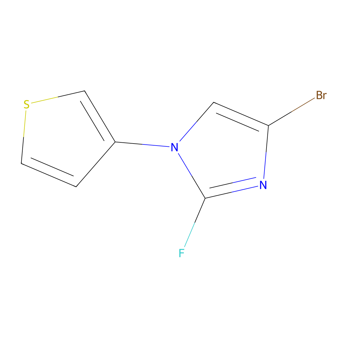 4-bromo-2-fluoro-1-(thiophen-3-yl)-1H-imidazole molecular structure, CAS 2460494-09-9