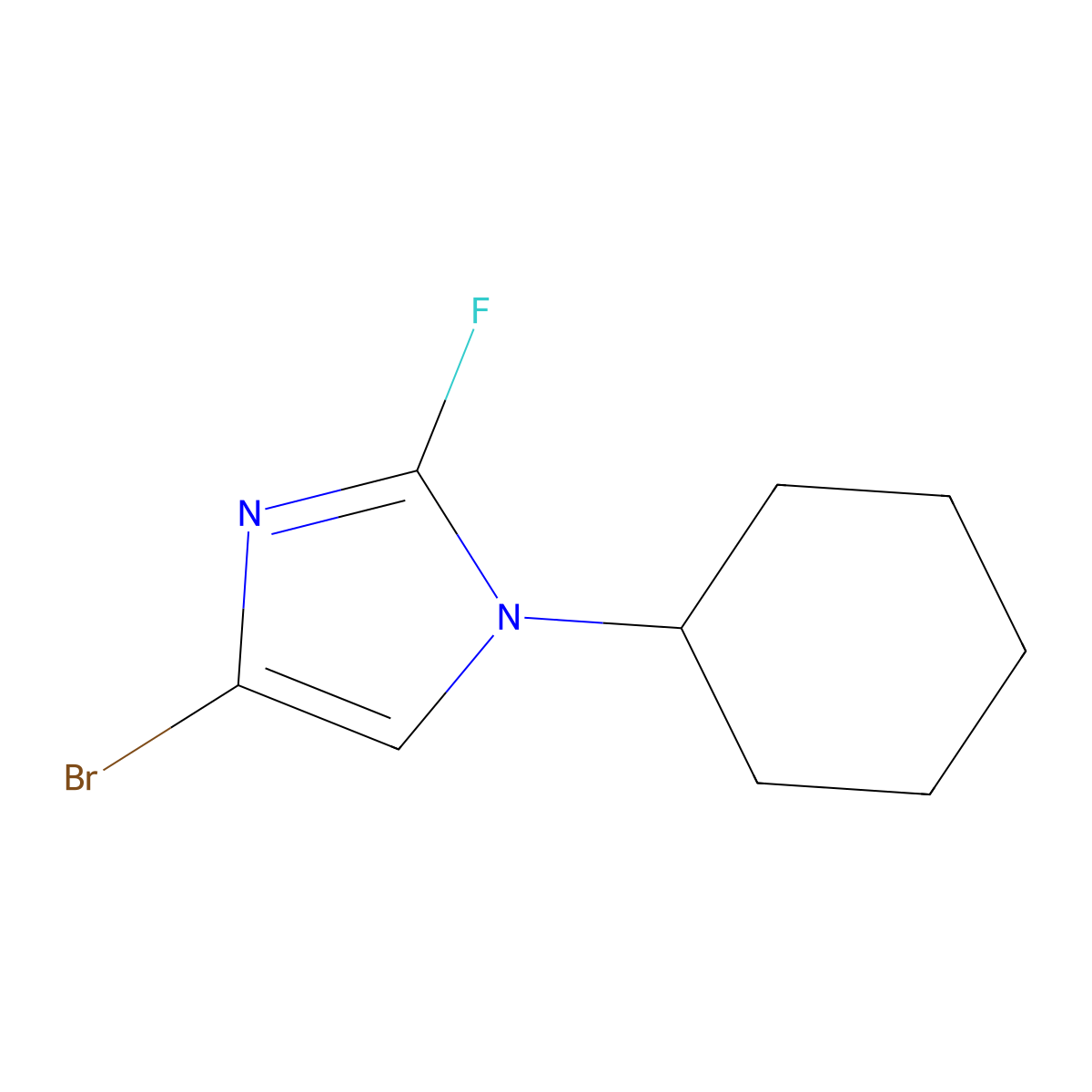 4-bromo-1-cyclohexyl-2-fluoro-1H-imidazole molecular structure, CAS 2460494-39-5