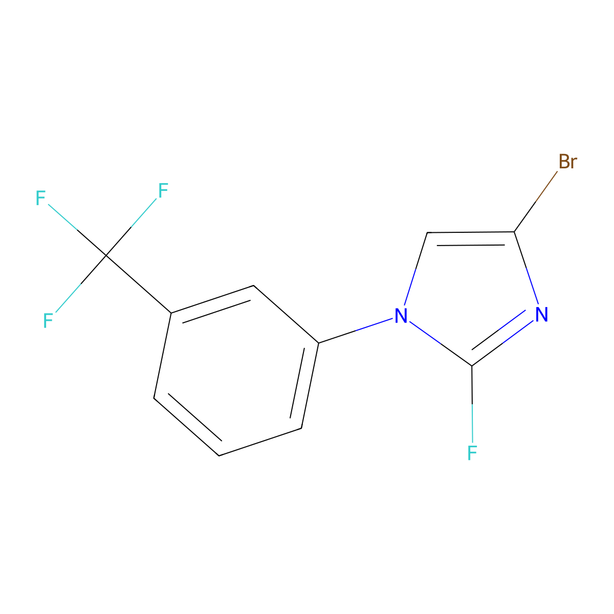 4-bromo-2-fluoro-1-(3-(trifluoromethyl)phenyl)-1H-imidazole molecular structure, CAS 2460494-41-9