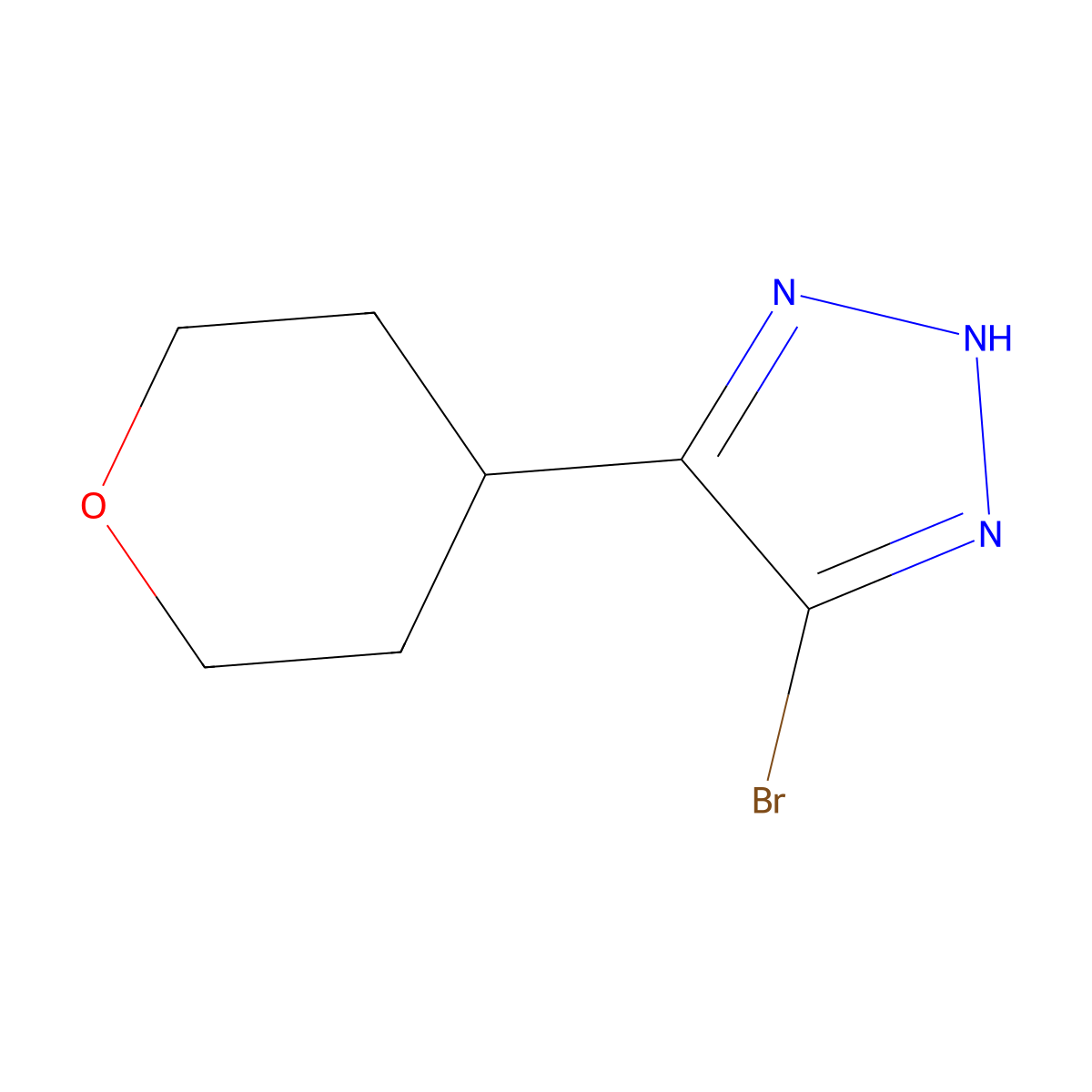 4-bromo-5-(tetrahydro-2H-pyran-4-yl)-1H-1,2,3-triazole molecular structure, CAS 2460494-44-2