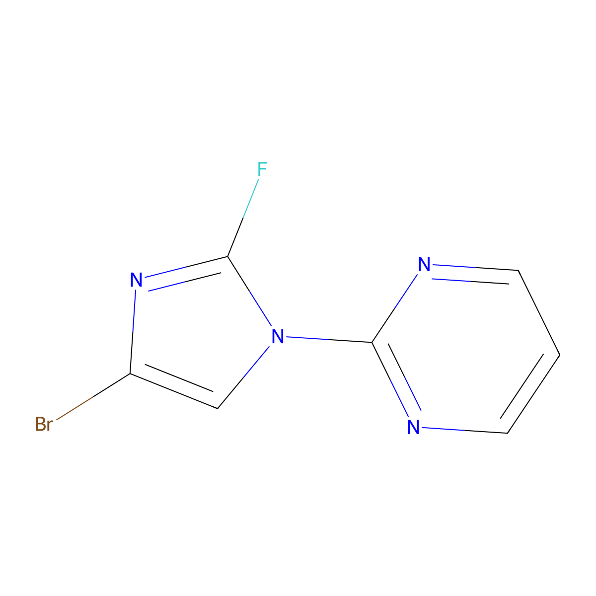 2-(4-bromo-2-fluoro-1H-imidazol-1-yl)pyrimidine molecular structure, CAS 2460494-48-6