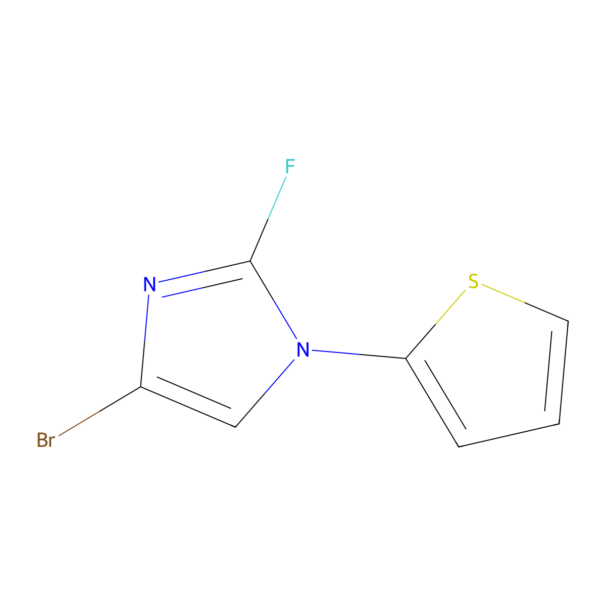 4-bromo-2-fluoro-1-(thiophen-2-yl)-1H-imidazole molecular structure, CAS 2460494-50-0