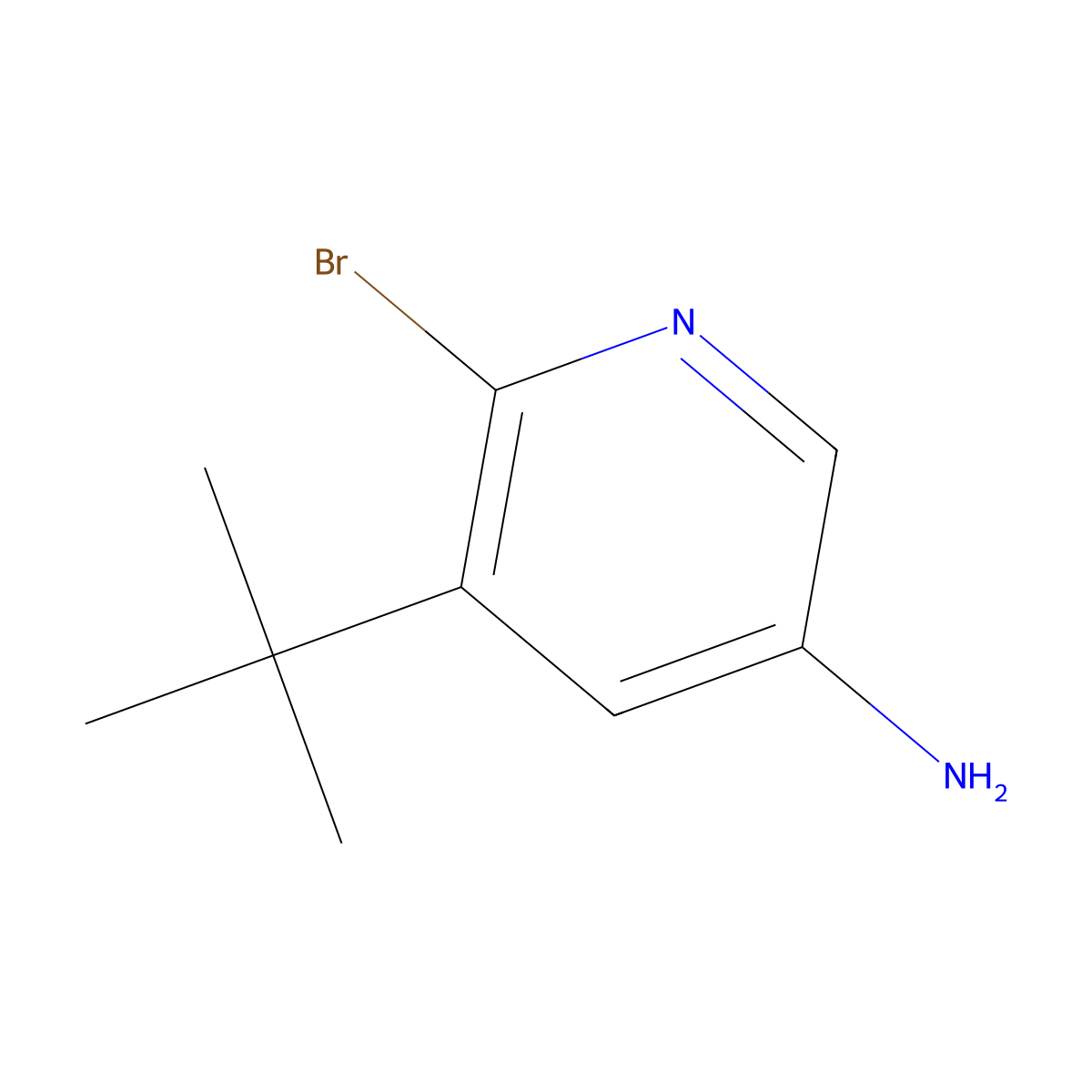 6-Bromo-5-(tert-butyl)pyridin-3-amine molecular structure, CAS 2460494-56-6