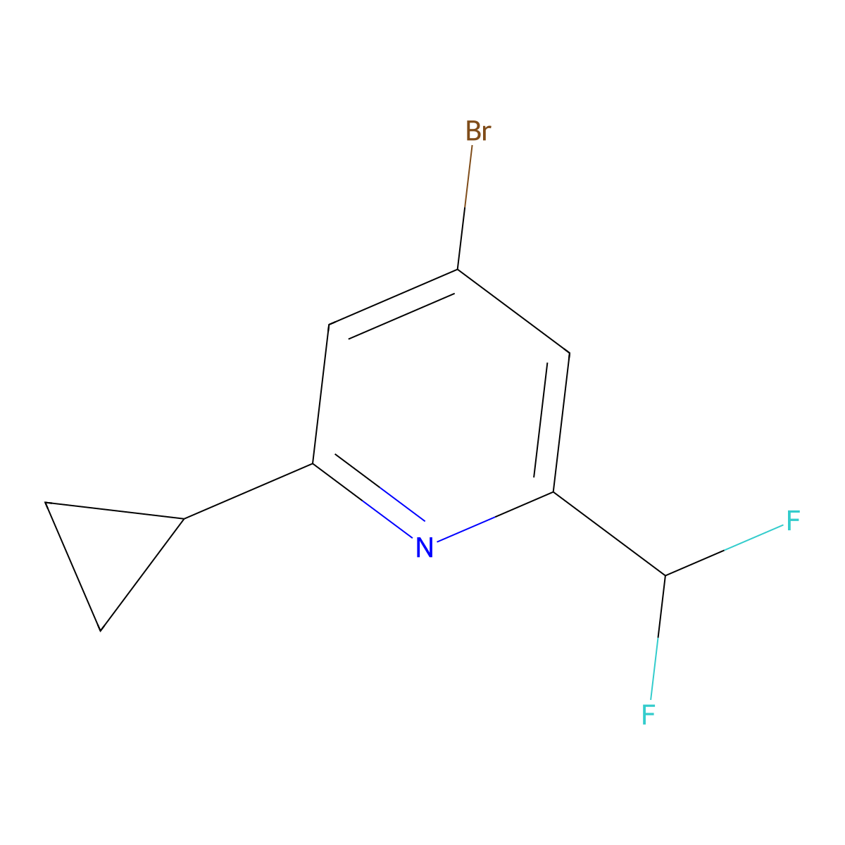 4-Bromo-2-cyclopropyl-6-(difluoromethyl)pyridine molecular structure, CAS 2460494-59-9