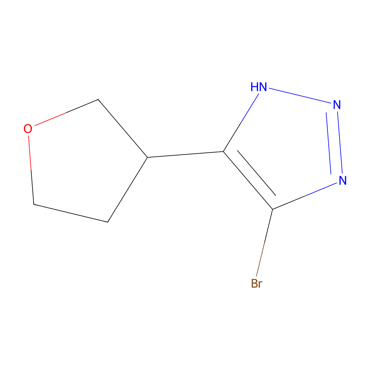 4-bromo-5-(tetrahydrofuran-3-yl)-1H-1,2,3-triazole molecular structure, CAS 2460500-31-4