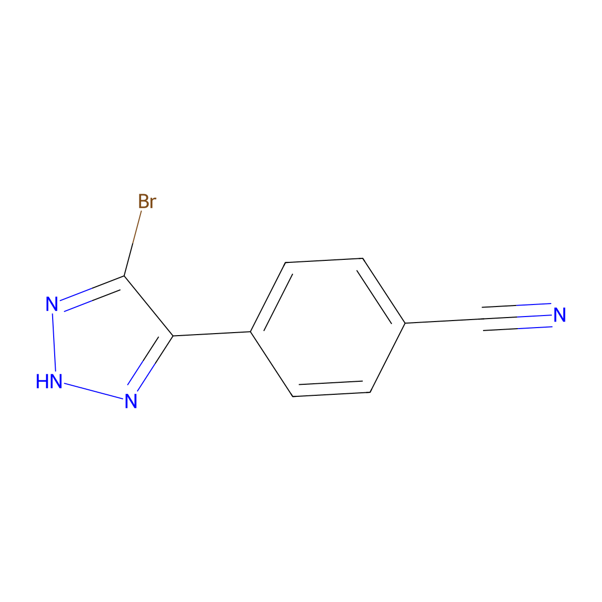 4-(4-bromo-1H-1,2,3-triazol-5-yl)benzonitrile molecular structure, CAS 2460500-32-5