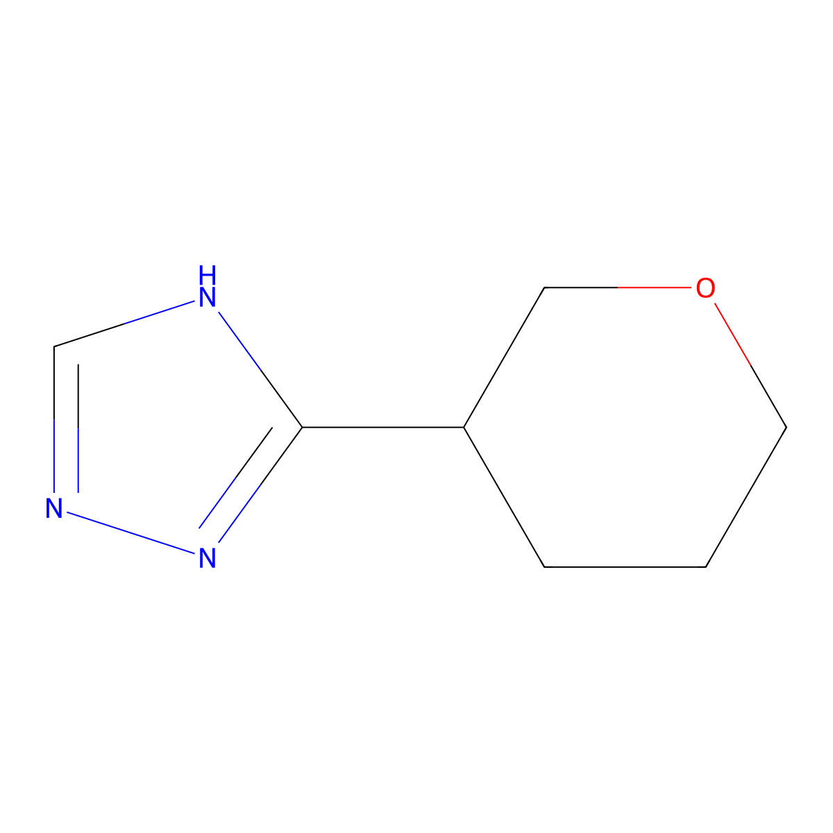 3-(tetrahydro-2H-pyran-3-yl)-4H-1,2,4-triazole molecular structure, CAS 2460500-54-1