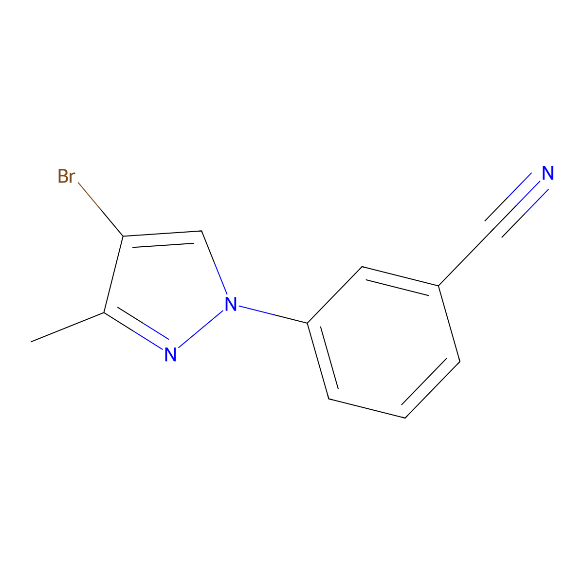 3-(4-bromo-3-methyl-1H-pyrazol-1-yl)benzonitrile molecular structure, CAS 2460500-63-2