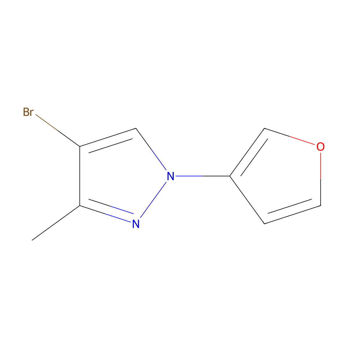 4-bromo-1-(furan-3-yl)-3-methyl-1H-pyrazole molecular structure, CAS 2460500-73-4