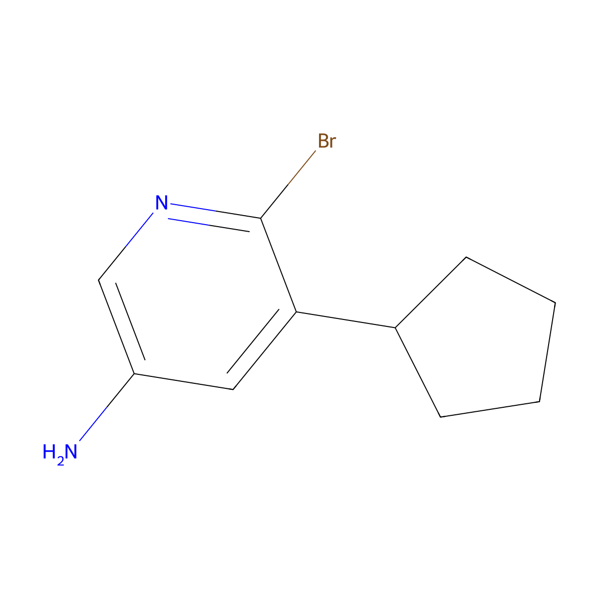 6-Bromo-5-cyclopentylpyridin-3-amine molecular structure, CAS 2460500-75-6