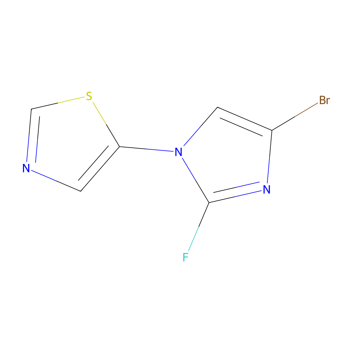 5-(4-bromo-2-fluoro-1H-imidazol-1-yl)thiazole molecular structure, CAS 2460500-89-2