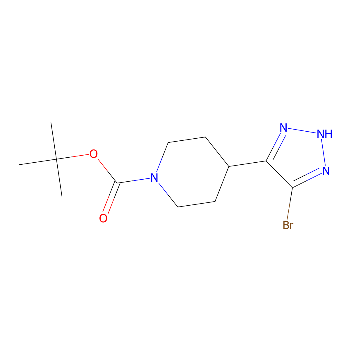 tert-butyl 4-(4-bromo-1H-1,2,3-triazol-5-yl)piperidine-1-carboxylate molecular structure, CAS 2460501-06-6