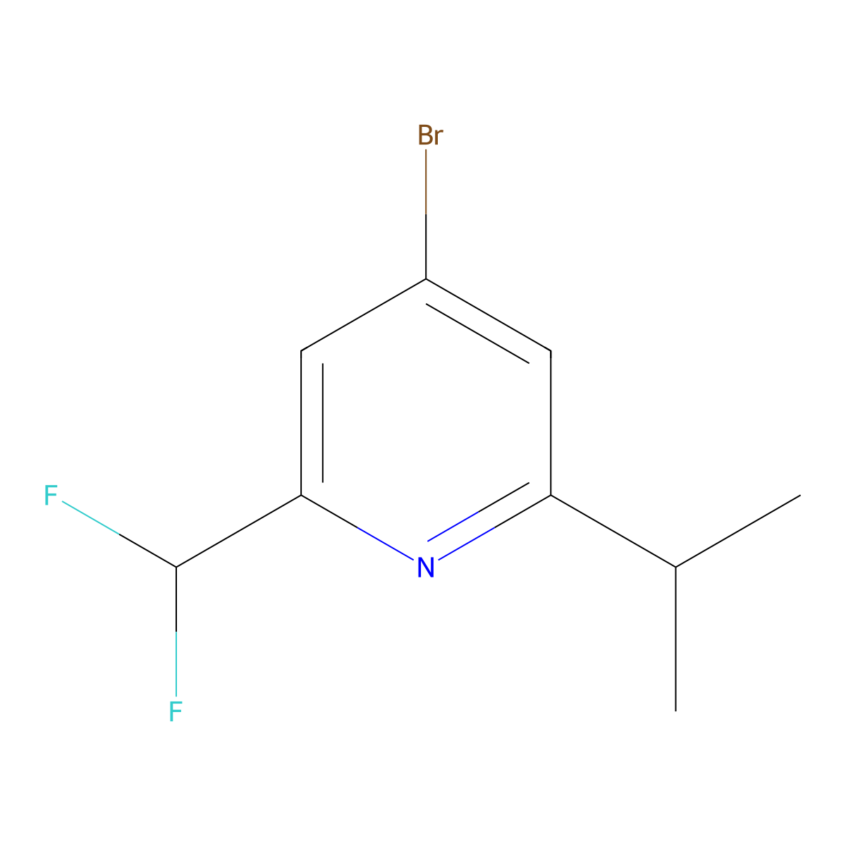 4-Bromo-2-(difluoromethyl)-6-isopropylpyridine molecular structure, CAS 2460501-28-2