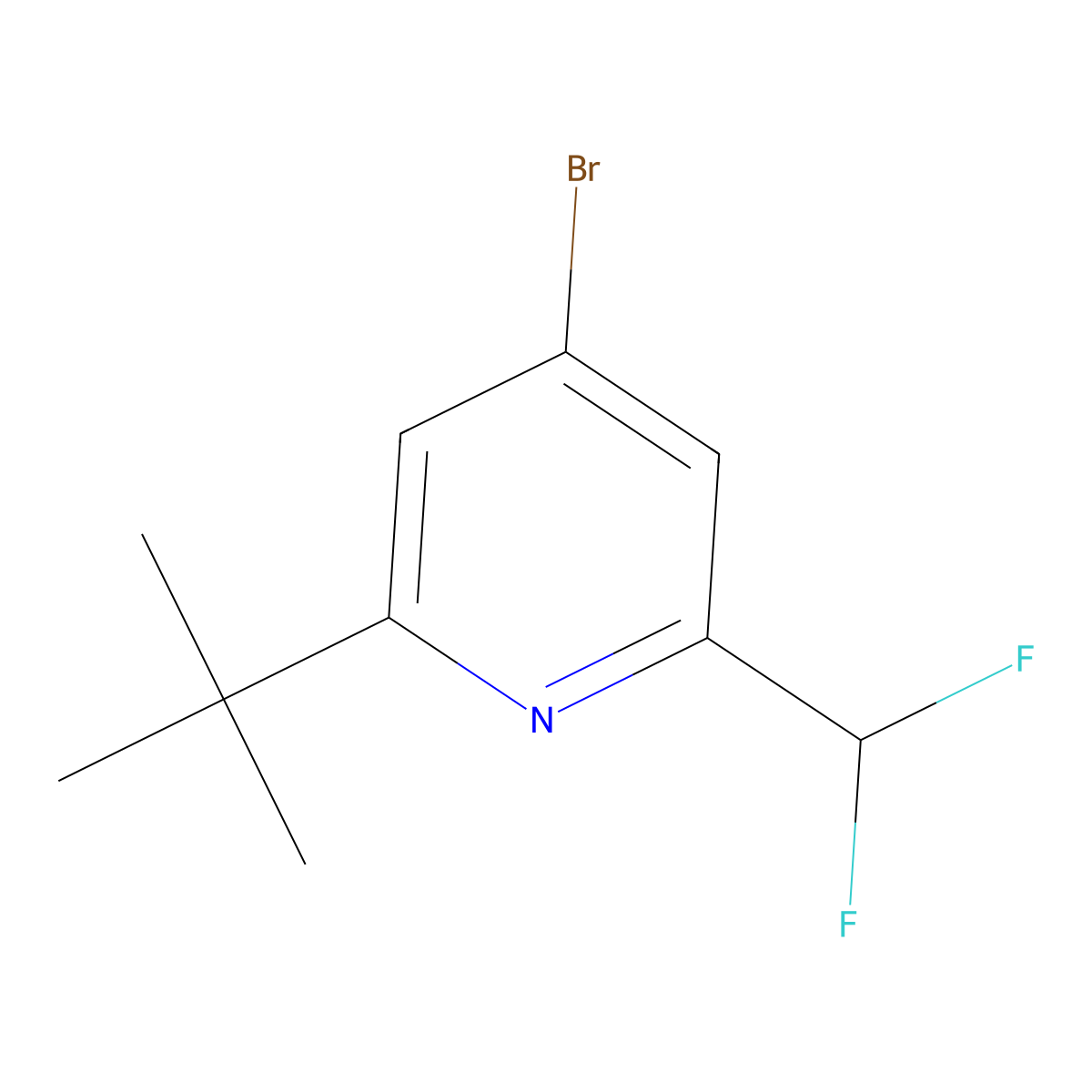 4-Bromo-2-(tert-butyl)-6-(difluoromethyl)pyridine molecular structure, CAS 2460501-29-3