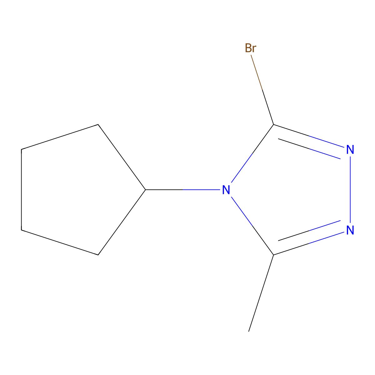 3-bromo-4-cyclopentyl-5-methyl-4H-1,2,4-triazole molecular structure, CAS 2460501-38-4