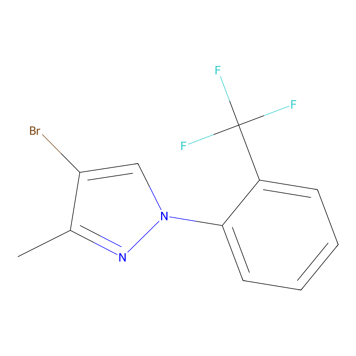 4-bromo-3-methyl-1-(2-(trifluoromethyl)phenyl)-1H-pyrazole molecular structure, CAS 2460501-42-0