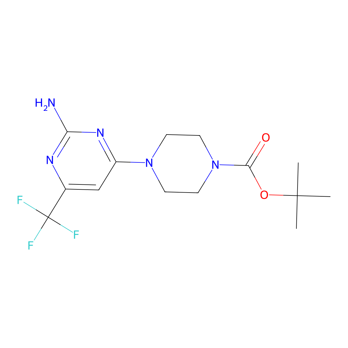 Tert-butyl 4-[2-amino-6-(trifluoromethyl)pyrimidin-4-yl]piperazine-1-carboxylate molecular structure, CAS 2460539-35-7