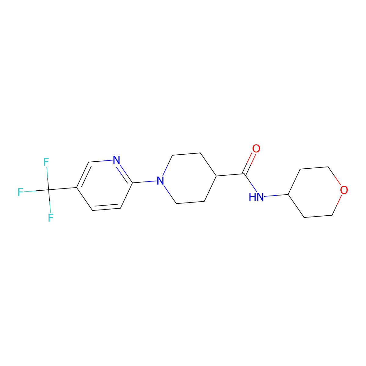 N-(oxan-4-yl)-1-[5-(trifluoromethyl)pyridin-2-yl]piperidine-4-carboxamide molecular structure, CAS 2460618-85-1