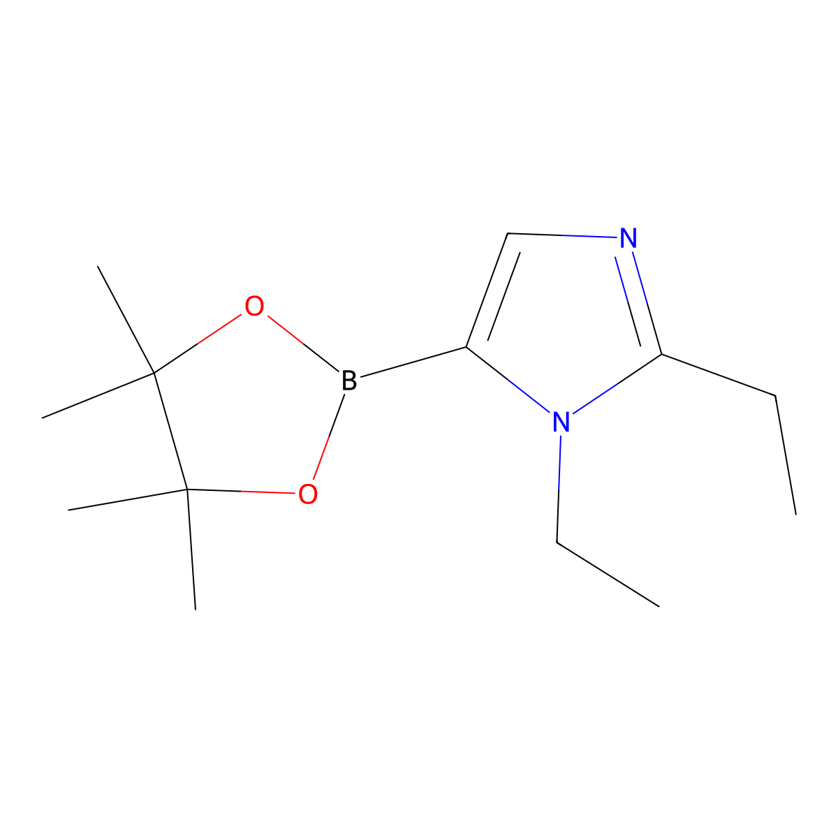 1,2-diethyl-5-(4,4,5,5-tetramethyl-1,3,2-dioxaborolan-2-yl)-1H-imidazole molecular structure, CAS 2460671-25-2
