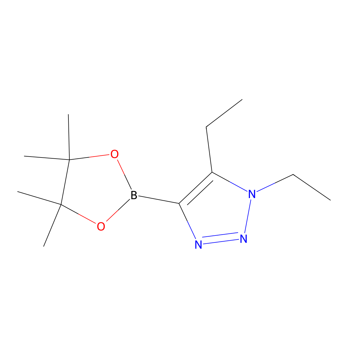 1,5-diethyl-4-(4,4,5,5-tetramethyl-1,3,2-dioxaborolan-2-yl)-1H-1,2,3-triazole molecular structure, CAS 2460671-31-0